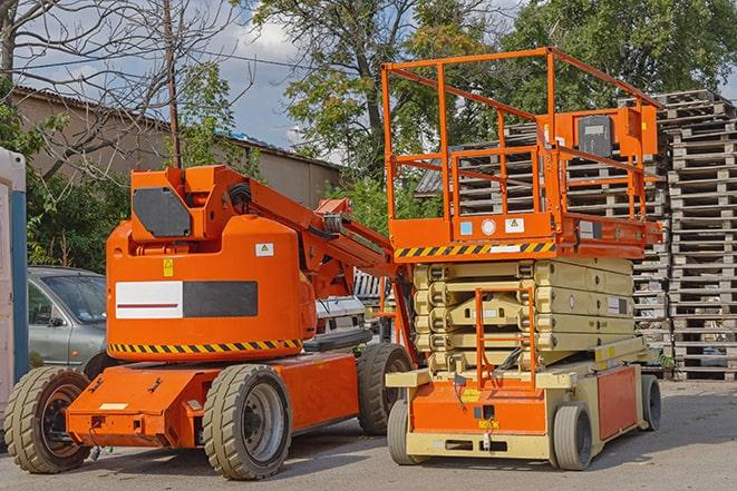 worker using forklift to transport goods in warehouse in Bloomington CA